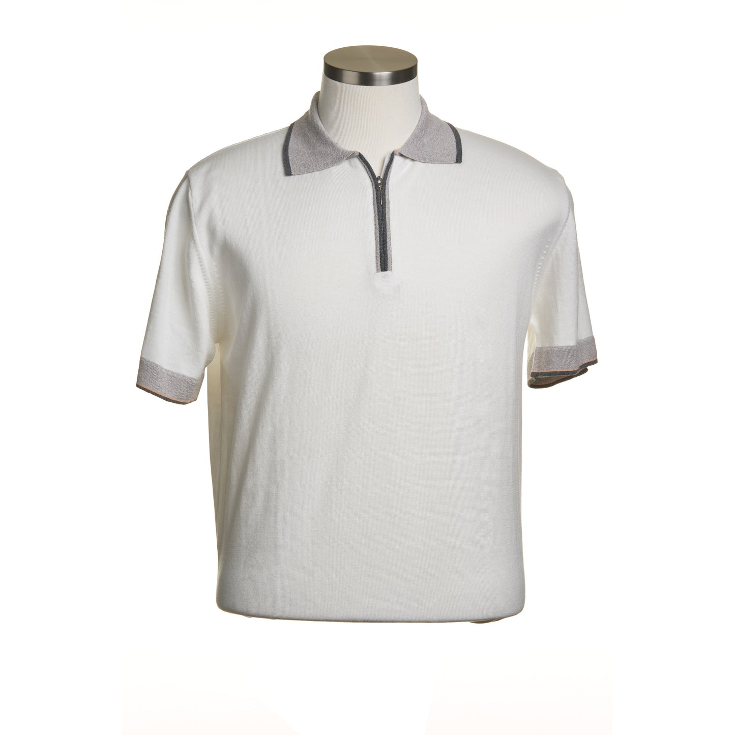 Codice Short Sleeve Cotton  Zip Polo- White