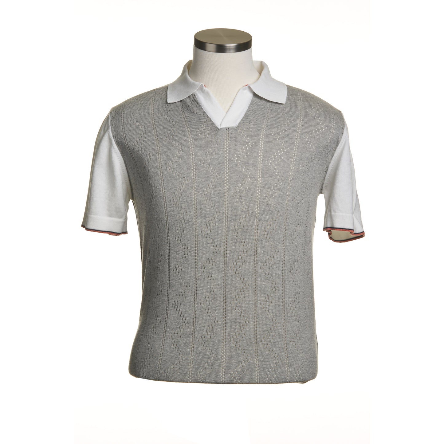 Codice Short Sleeve Cotton Polo Contrast in Light Gray