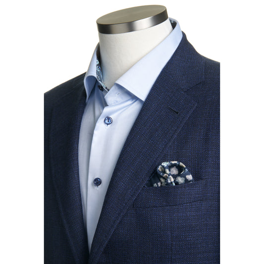 Canali Kei Model Wool Sport Coat in Blue Melange