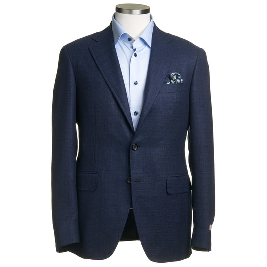 Canali Kei Model Wool Sport Coat in Blue Melange