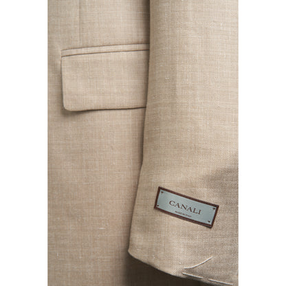 Canali Siena Model Sport Coat in Wool, Silk, and Linen –Tan