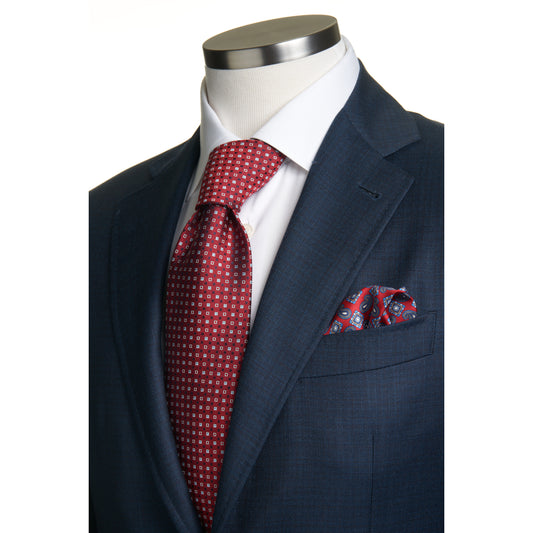 Canali Kei Model Suit in Dual-Tone Wool in Blue