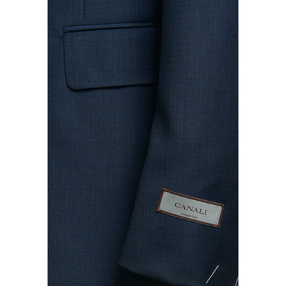 Canali Kei Model Suit in Dual-Tone Wool in Blue