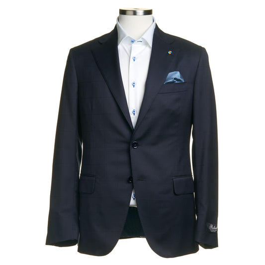 Belvest Super 130's Wool Window Pain Suit in Dark Navy Blue