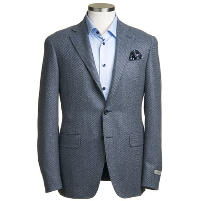 Canali Kei Model Wool Sport Coat in Mid Blue Melange