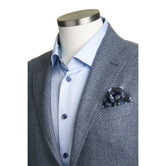 Canali Kei Model Wool Sport Coat in Mid Blue Melange