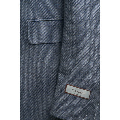 Canali Kei Model Wool Sport Coat in Mid Blue Melange