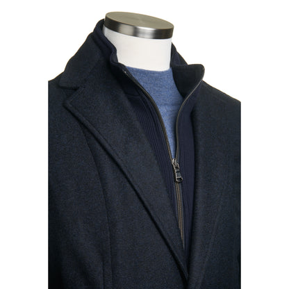 Fradi Wool Flannel Jersey Jacket with Removable Chest Piece in Navy