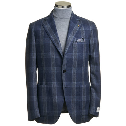 Belvest "Jacket in the Box" Wool Sport Coat in Blue Windowpane