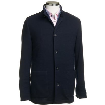 Fradi Wool and Cotton Jersey Billionaire Jacket in Navy