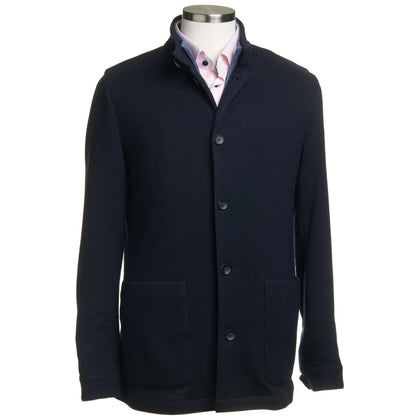 Fradi Wool and Cotton Jersey Billionaire Jacket in Navy
