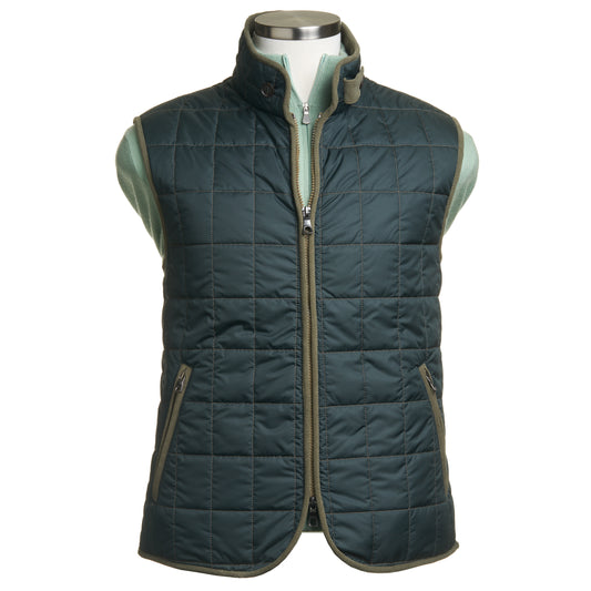 Waterville Water Repellent Quilted Nylon Vest in Forest Green