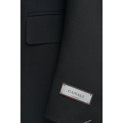 Canali Siena Model Sport Coat in Travel Wool–Black