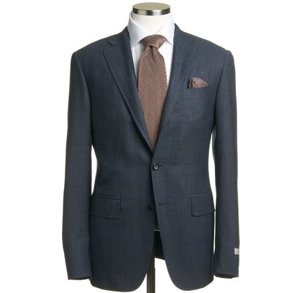 Canali Kei Model Suit in Dual-Tone Wool in Blue Grey