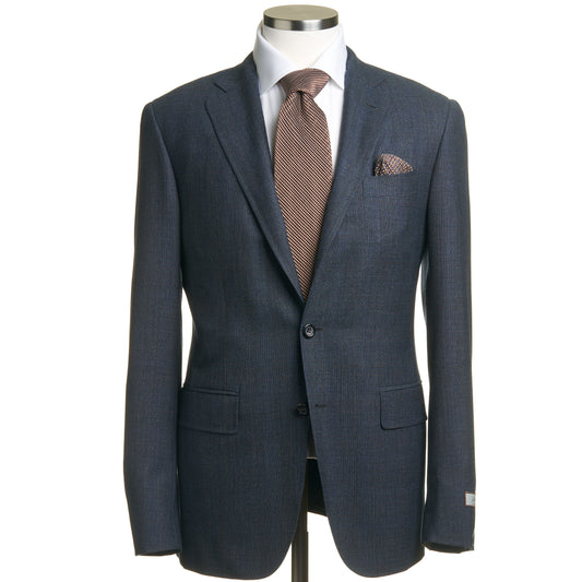 Canali Kei Model Suit in Dual-Tone Wool in Blue Grey