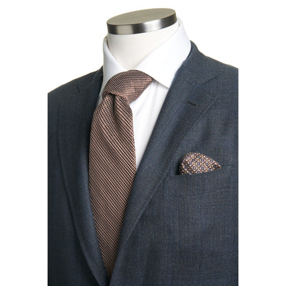Canali Kei Model Suit in Dual-Tone Wool in Blue Grey