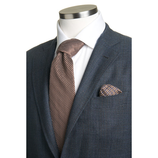 Canali Kei Model Suit in Dual-Tone Wool in Blue Grey