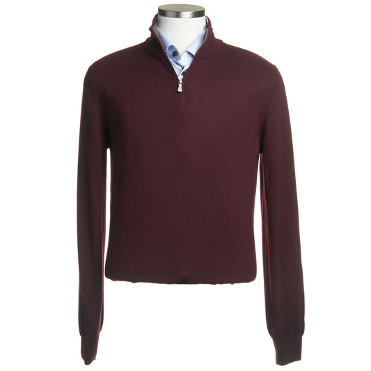 Gran Sasso Extra Fine Merino Wool Quarter-Zip Sweater in Wine