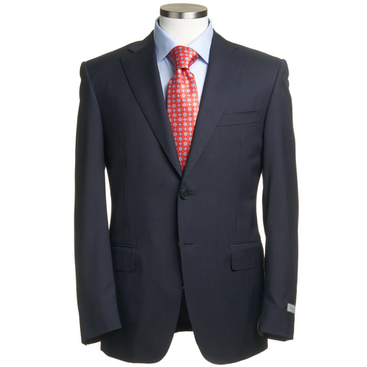 Canali Siena Model Suit in Dual-Tone Wool in Navy
