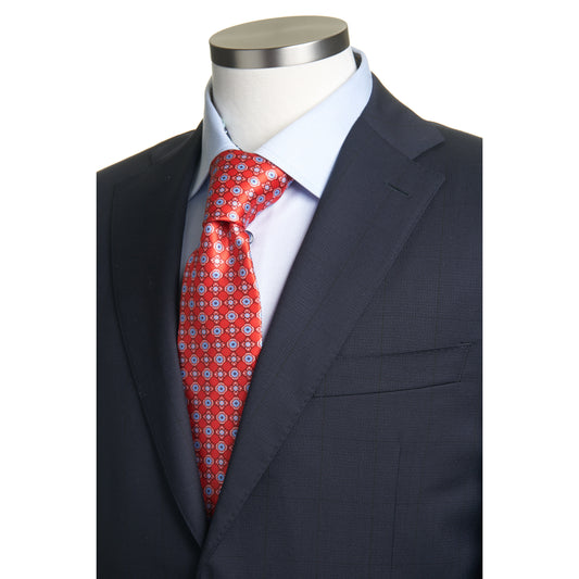 Canali Siena Model Suit in Dual-Tone Wool in Navy