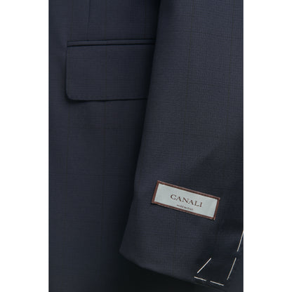Canali Siena Model Suit in Dual-Tone Wool in Navy