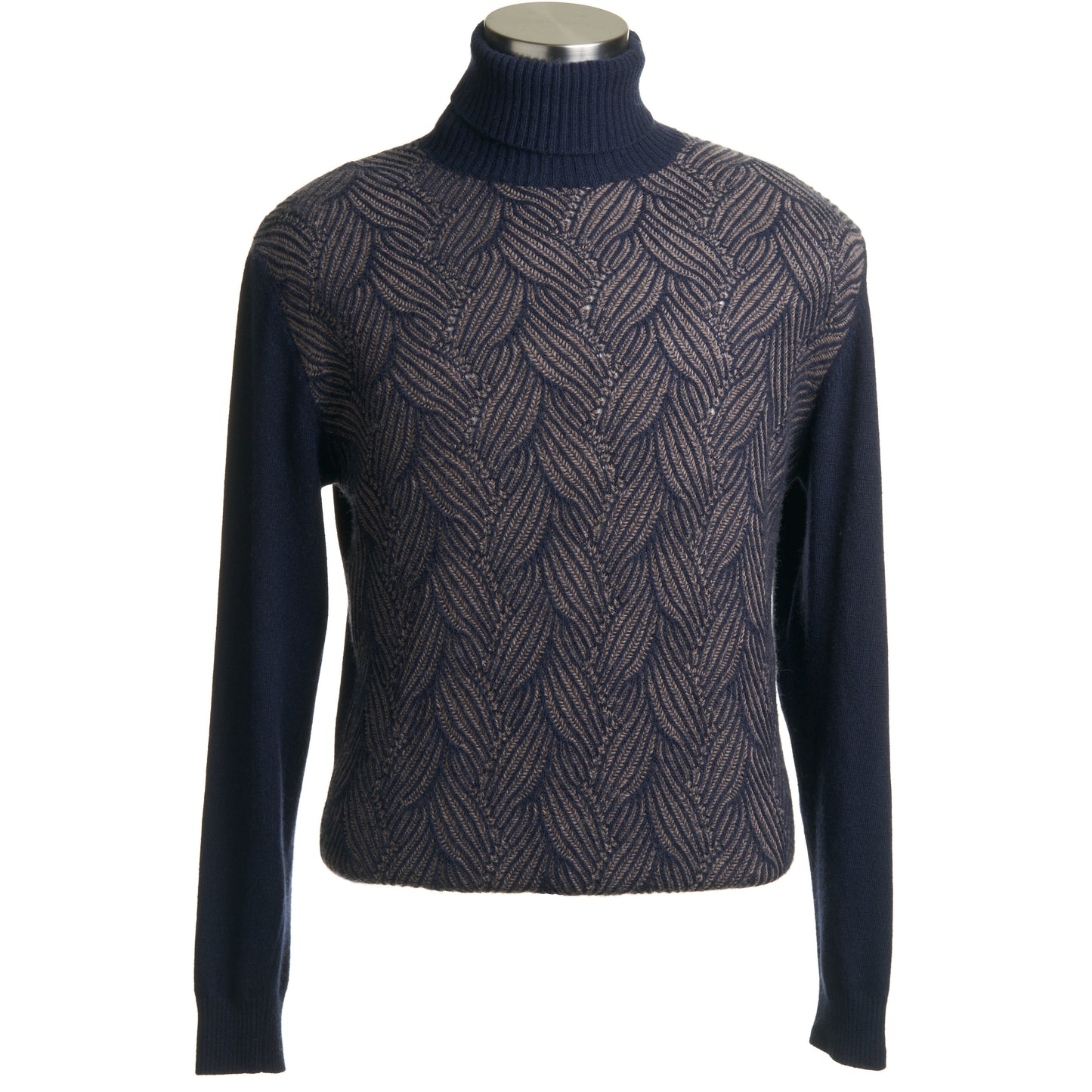 Codice Turtleneck Sweater in Navy with Sand Details