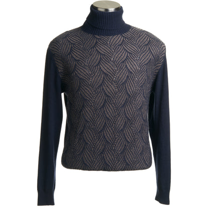 Codice Turtleneck Sweater in Navy with Sand Details
