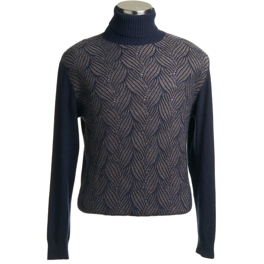 Codice Turtleneck Sweater in Navy with Sand Details