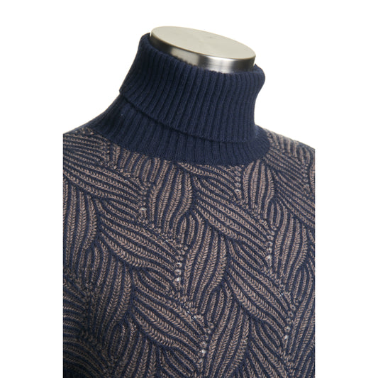 Codice Turtleneck Sweater in Navy with Sand Details