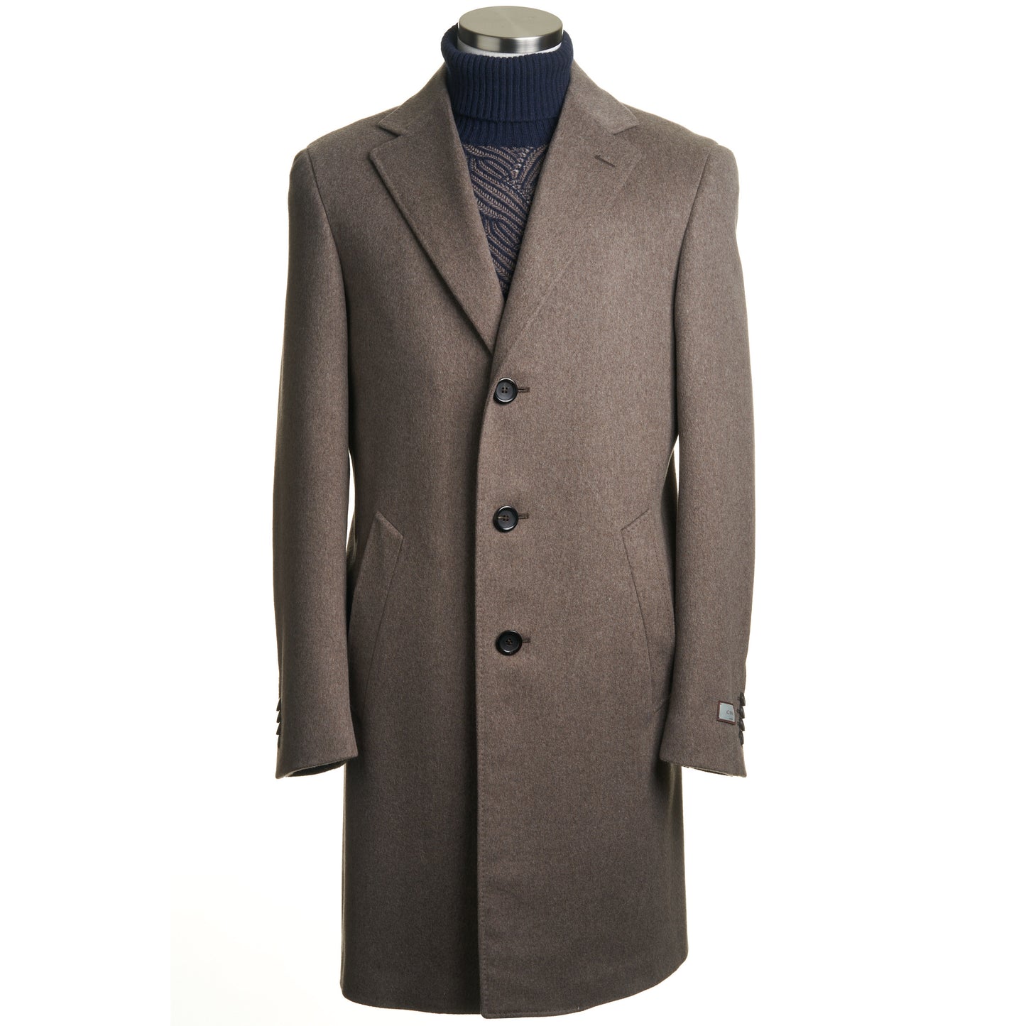 Canali Kei Wool Topcoat in Mushroom