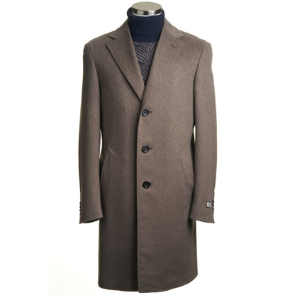 Canali Kei Wool Topcoat in Mushroom