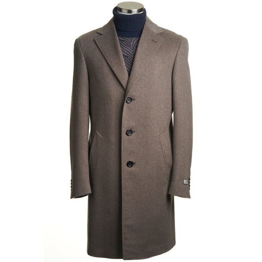 Canali Kei Wool Topcoat in Mushroom