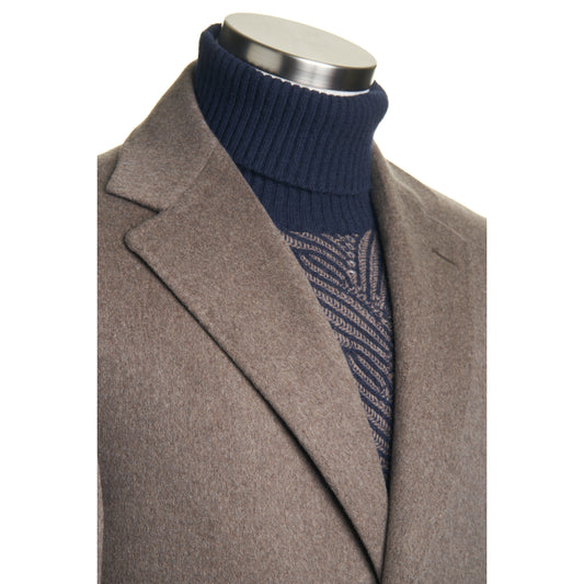 Canali Kei Wool Topcoat in Mushroom