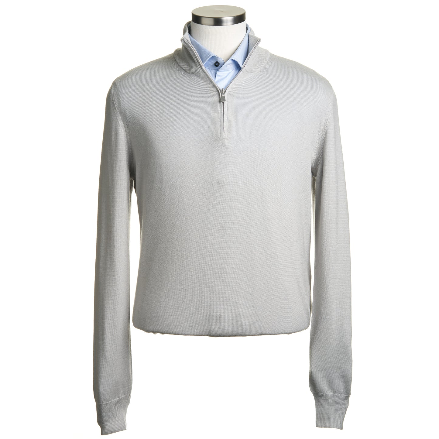 Gran Sasso Extra Fine Merino Wool Quarter-Zip Sweater in Steel Grey