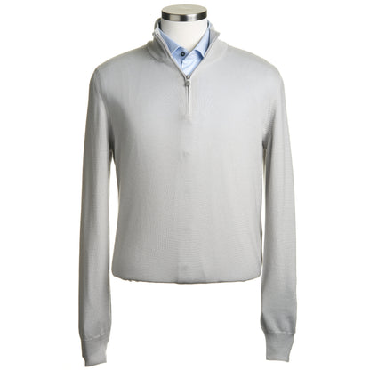 Gran Sasso Extra Fine Merino Wool Quarter-Zip Sweater in Steel Grey