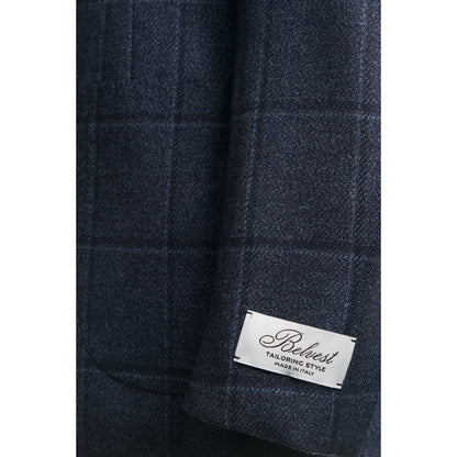 Belvest "Jacket in the Box" Wool & Silk Sport Coat in Mid Blue Windowpane