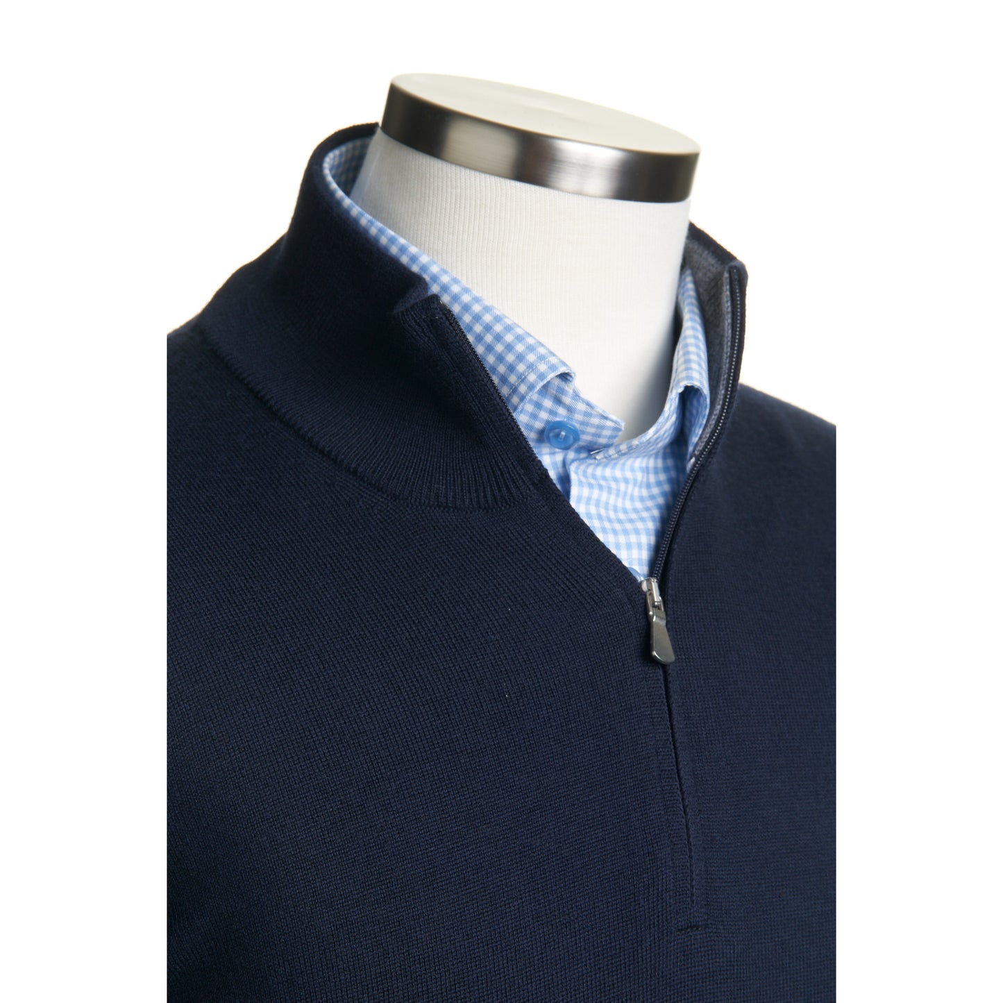 Gran Sasso Extra Fine Merino Wool Quarter-Zip Sweater in Navy Blue