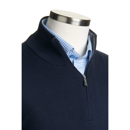 Gran Sasso Extra Fine Merino Wool Quarter-Zip Sweater in Navy Blue