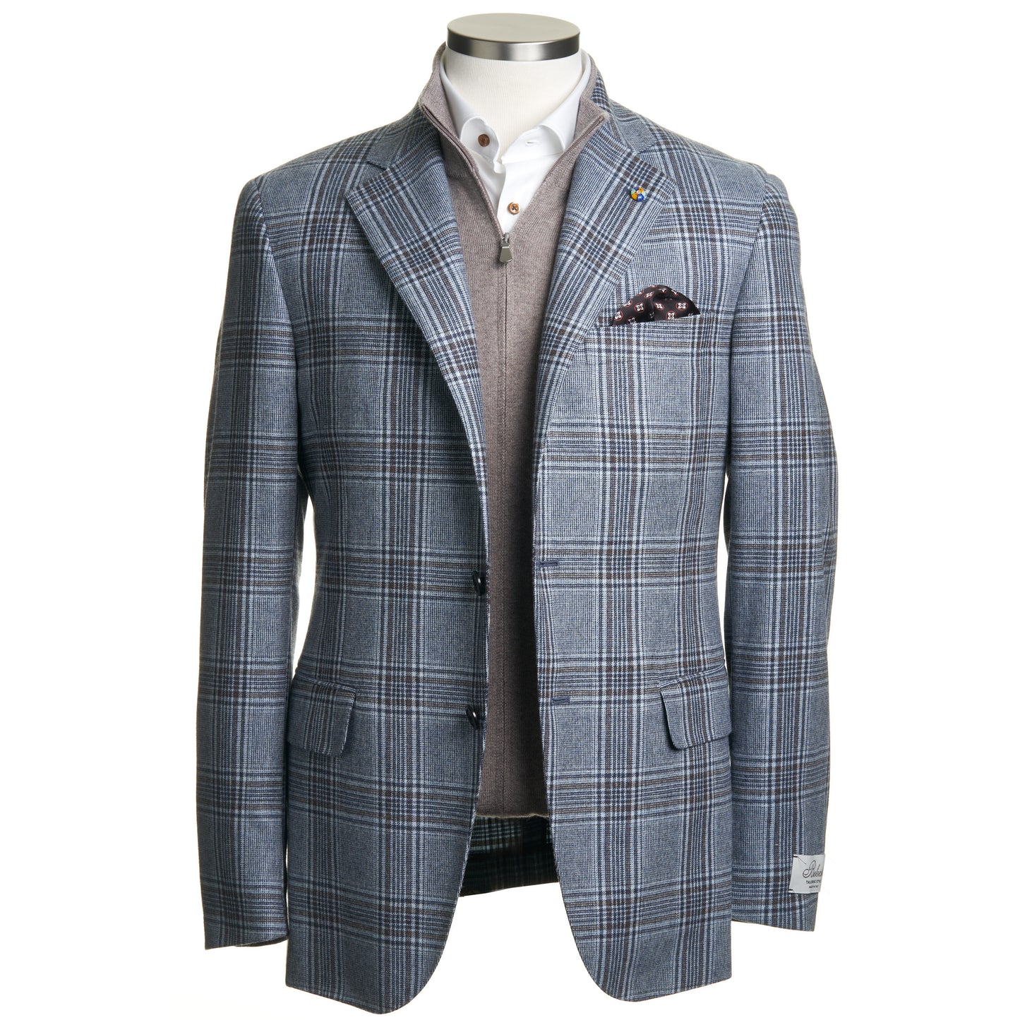 Belvest "Jacket in the Box" Wool & Cashmere Sport Coat in Light Blue Windowpane