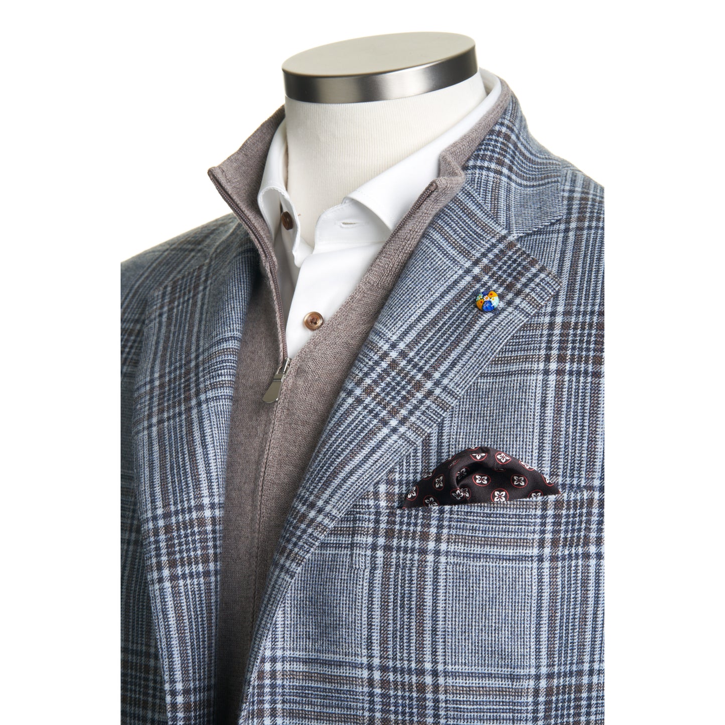 Belvest "Jacket in the Box" Wool & Cashmere Sport Coat in Light Blue Windowpane
