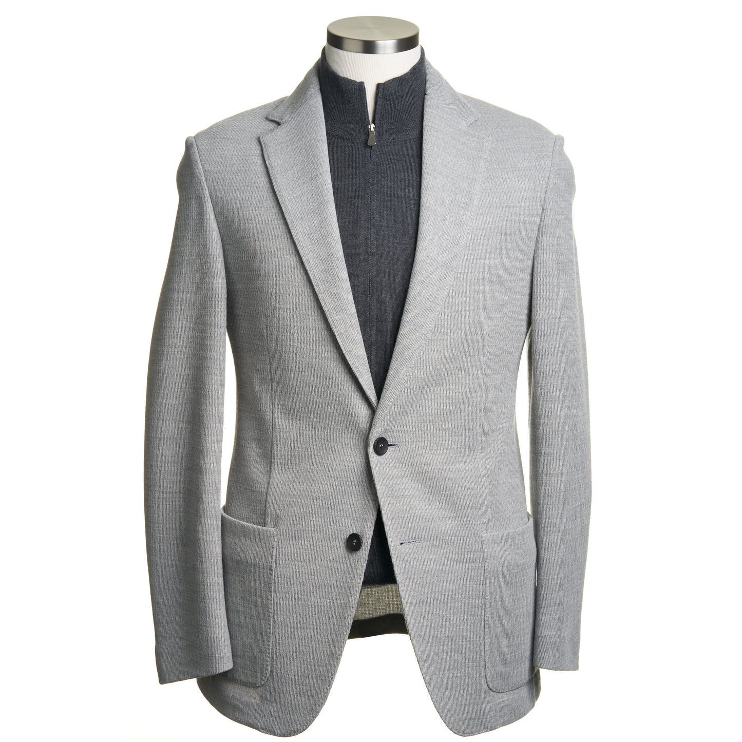 Fradi Knitted Wool Jersey Jacket in Light Grey