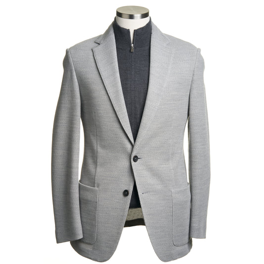 Fradi Knitted Wool Jersey Jacket in Light Grey