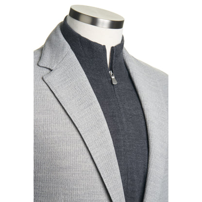 Fradi Knitted Wool Jersey Jacket in Light Grey