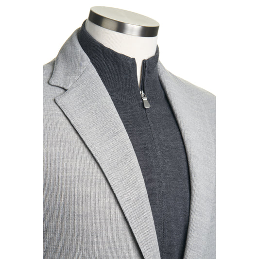 Fradi Knitted Wool Jersey Jacket in Light Grey