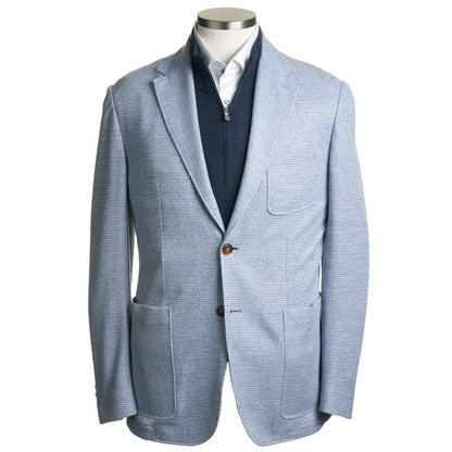 Canali Jersy Jacket in Cotton & Linen-Blue