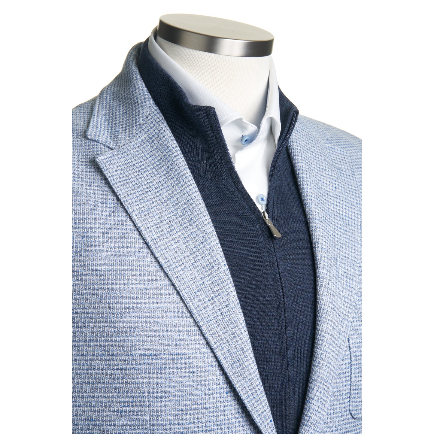 Canali Jersy Jacket in Cotton & Linen-Blue