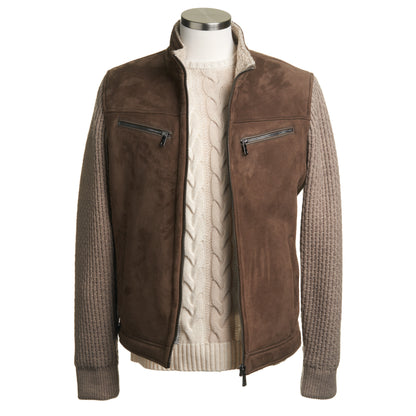 Milestone Luca Moto Suede Jacket in Mocha