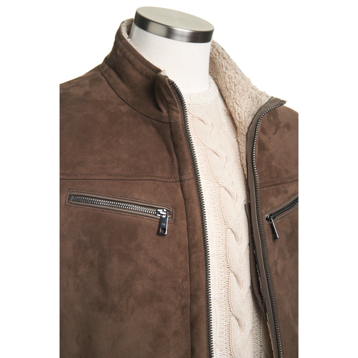 Milestone Luca Moto Suede Jacket in Mocha