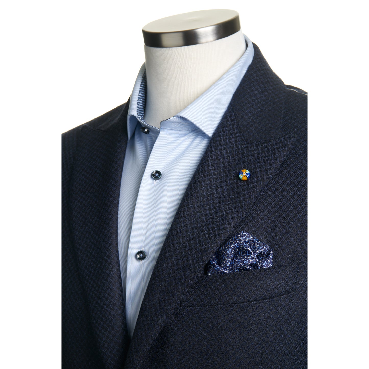 Belvest "Jacket in the Box" Wool Sport Coat in Micro Pattern in Navy