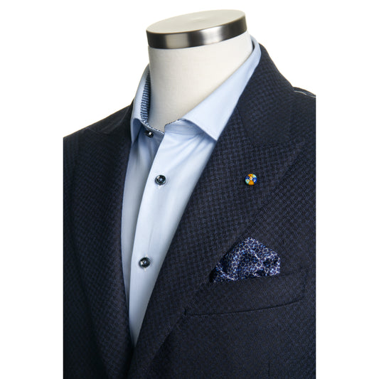 Belvest "Jacket in the Box" Wool Sport Coat in Micro Pattern in Navy